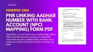 PNB Linking Aadhar Number With Bank Account (NPCI Mapping) Form PDF